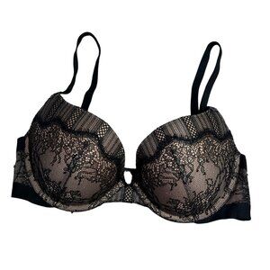 Victorias Secret Very Sexy Pushup Bra 34D Black Lace Padded Underwire
